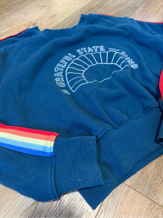 Spiritual Gangster Sweaters - Spiritual Gangster Navy Crewneck Sweatshirt with Rainbow Stripe Detail